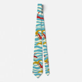 白い青飛んでいるい海の波に赤い黄色のクレーン ネクタイ (正面)