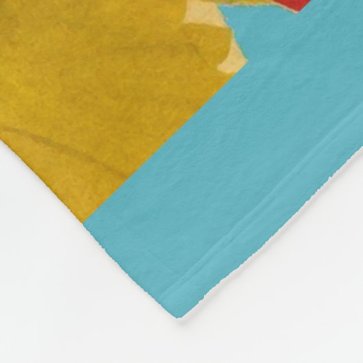 白い青飛んでいるい海の波に赤い黄色のクレーン フリースブランケット (角)