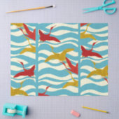 白い青飛んでいるい海の波に赤い黄色のクレーン 薄葉紙 (クラフト)