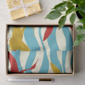 白い青飛んでいるい海の波に赤い黄色のクレーン 薄葉紙 (ギフト)