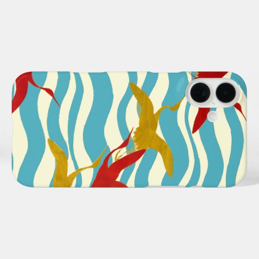 白い青飛んでいるい海の波に赤い黄色のクレーン Case-Mate iPhoneケース (裏面 (横))