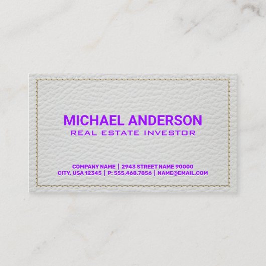 白い革のステッチが見える |建物アイコン 名刺 (裏面)