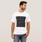 白い音符と記号のパターン Tシャツ (正面フル)