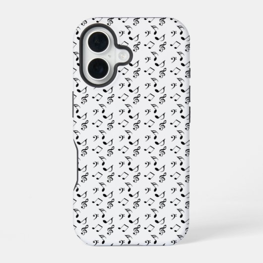 白い音符 iPhone 16ケース (裏面)