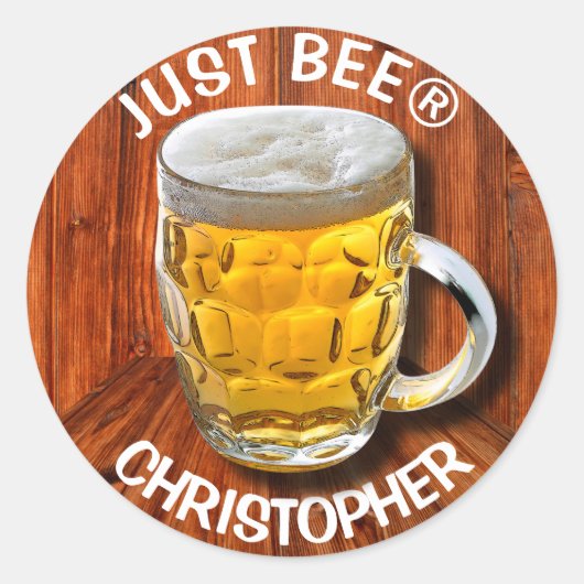 白い頭とテキストのガラスピントビアマグ ラウンドシール (正面)