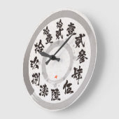 白い顔に刷られた日本の難しい古い漢字 ラージ壁時計 (傾斜)