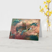 白い顔の口笛アヒルのグリーティングカード カード (黄色い花)