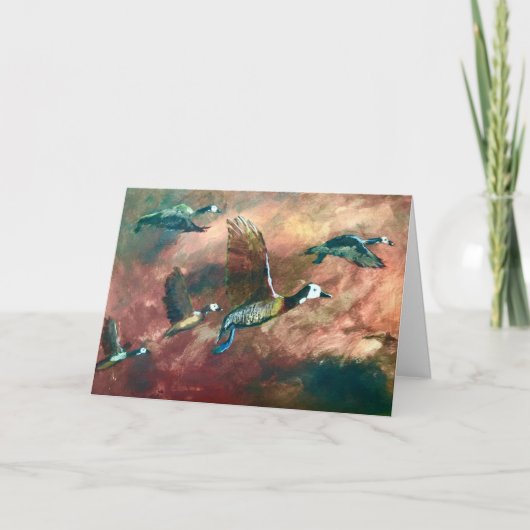 白い顔の口笛アヒルのグリーティングカード カード (正面)