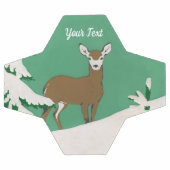 白い顔の女性茶色の鹿の松の木の雪グリーン サッカーボール (フラット)