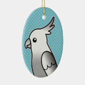 白い顔の漫画のオウム セラミックオーナメント (右)