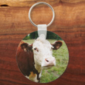 白い顔の牛 キーホルダー (正面)