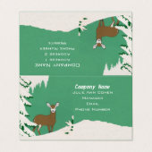 白い顔の雌鹿の松の木の雪の緑 名刺 (外部フラット)