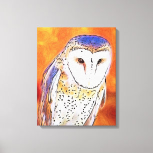 白い顔を搭載する美しいメンフクロウの鳥 キャンバスプリント