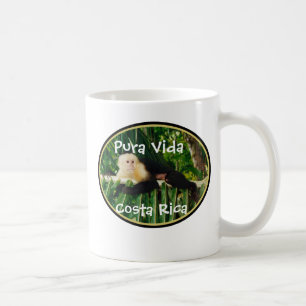 白い顔猿、Pura Vida、コスタリカ コーヒーマグカップ