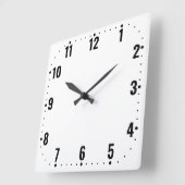 白い顔（数字あり） – フレームレス スクエア壁時計 (傾斜)