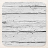 白い風化木材 スクエアペーパーコースター (正面)