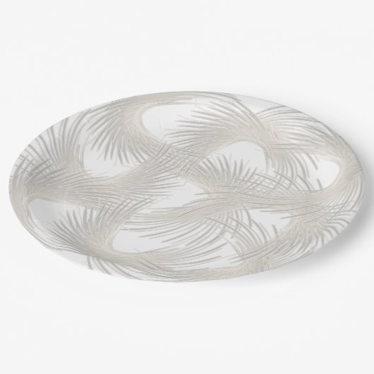 白い飛んでいる羽 ペーパープレート (アングル)