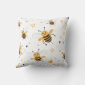 白い飛んでいる背景に蜂やブーンと音を立てる クッション (裏面)