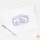 白い馬がジャンプする丸いシール ラウンドシール (封筒)