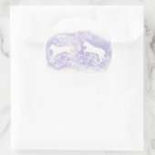 白い馬がジャンプする丸いシール ラウンドシール (バッグ)