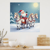 白い馬が引くサンタ|過去記事 ポスター (キッチン)