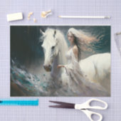 白い馬と婦人 薄葉紙 (クラフト)