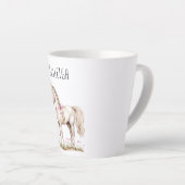 白い馬と花 カフェラテマグ (右アングル)