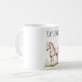 白い馬と花 コーヒーマグカップ (正面左)