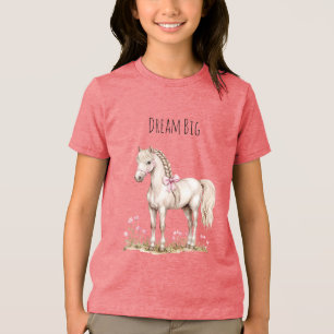白い馬と花 トライブレンドＴシャツ
