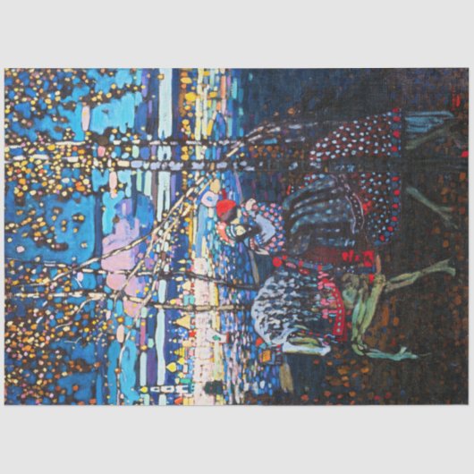 白い馬に乗るカップル、ワシリー·カンディンスキー 薄葉紙 (正面)