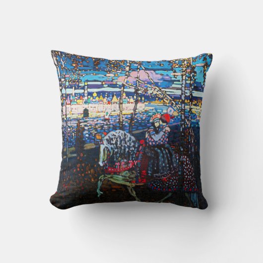 白い馬に乗るカップルWassily Kandinsky クッション (正面)