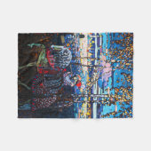 白い馬に乗るカップルWassily Kandinsky フリースブランケット (正面(横))