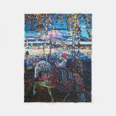 白い馬に乗るカップルWassily Kandinsky フリースブランケット (正面)