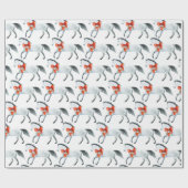 白い馬に赤いクリスマスの弓ホワイト ラッピングペーパー (フラット)