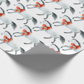 白い馬に赤いクリスマスの弓ホワイト ラッピングペーパー (角)