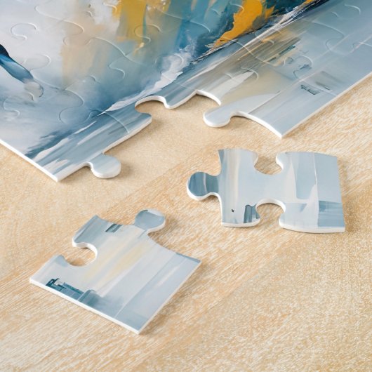 白い馬の大きな走グループの海 ジグソーパズル (側面)