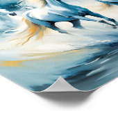 白い馬の大きな走グループの海 ポスター (角)