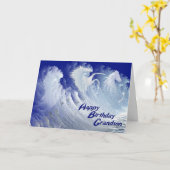 白い馬の孫の誕生日カード カード (黄色い花)