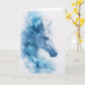 白い馬の星のように輝く優雅さ カード (黄色い花)