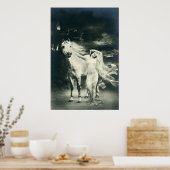 白い馬を持つゴシック様式の女性 ポスター (キッチン)