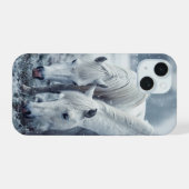 白い馬 iPhone 15ケース (裏面横)
