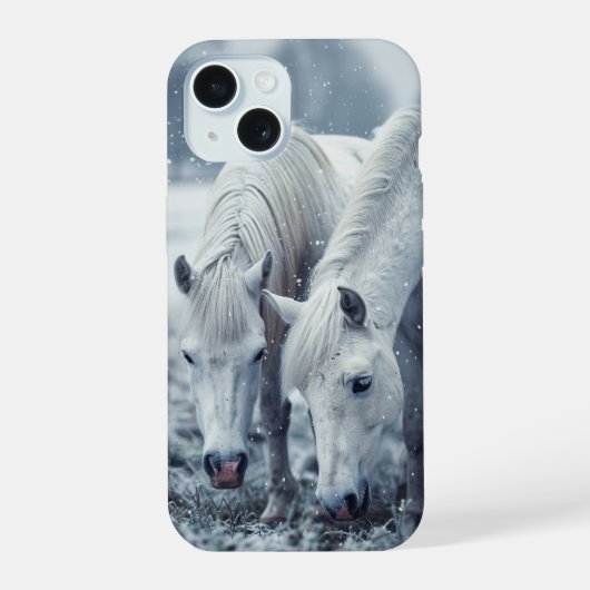 白い馬 iPhone 15ケース (裏面)