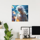 白い髪のエーテルの女性 ポスター (ホームオフィス)