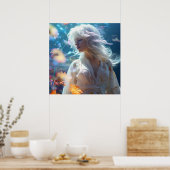 白い髪のエーテルの女性 ポスター (キッチン)