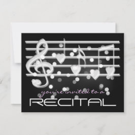 白い魔法の音符の音楽発表会招待状 招待状