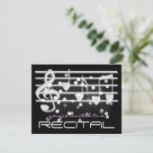 白い魔法の音符の音楽発表会招待状 招待状 (スタンド正面)