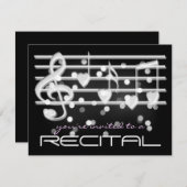 白い魔法の音符の音楽発表会招待状 招待状 (正面/裏面)