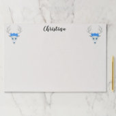 白い魔法の鹿の頭と〔雄ジカの〕枝角ブルーバラ ペーパーパッド (インサイチュ)