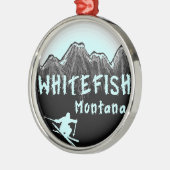 白い魚のモンタナの芸術的なスキーヤー メタルオーナメント (左)