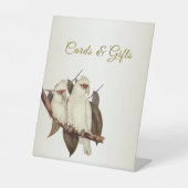 白い鳥のカードとギフト台座のサイン 台座サイン (正面)